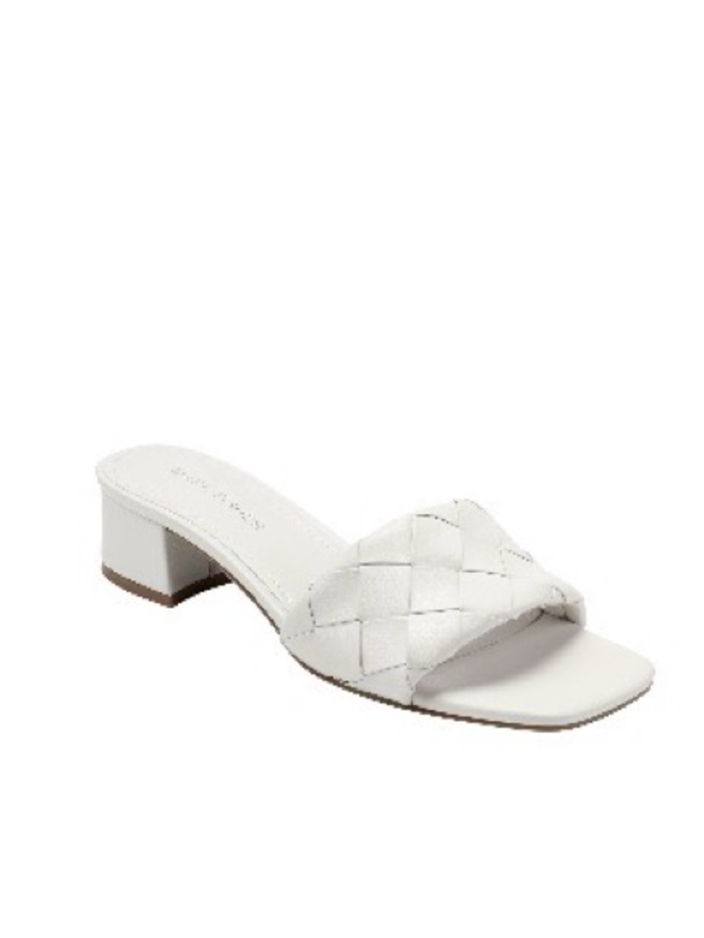 Marc Fisher White Woven Slide Sandal with Low Block Heel